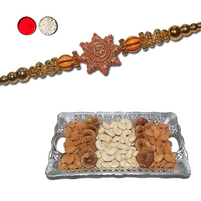 "Rakhi - FR- 8100 A (Single Rakhi) , Dryfruit Thali - code RD100(ED) - Click here to View more details about this Product